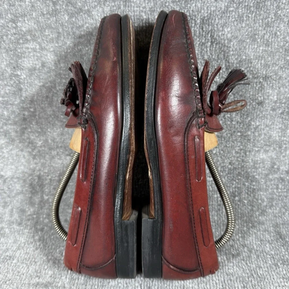 Lands' End Tassel Loafer Men's 9 Burgundy Leather Slip On